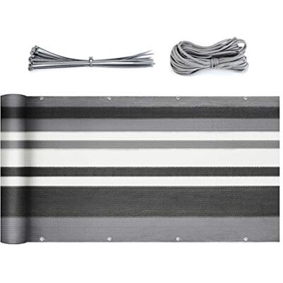 Sekey Balkon Sichtschutz Balkonabdeckung HDPE 220 g/m², 120x300cm, Leicht Transparent Wind- und UV-Schutz Wetterfest, mit Ösen, Nylon Kabelbinder und Kordel, Graue Gestreift Sekey Balkon Sichtschutz Balkonabdeckung HDPE 220 g/m², 120x300cm, Leicht Transparent Wind- und UV-Schutz Wetterfest, mit Ösen, Nylon Kabelbinder und Kordel, Graue Gestreift