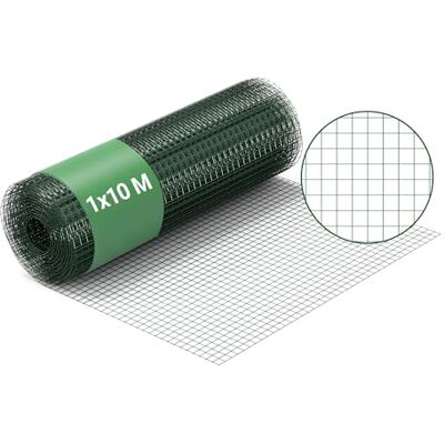Wiltec Maschendrahtzaun Grün 1x10 m 100 cm Höhe 1,42 mm Stärke 25x25 mm Maschengröße, Volierendraht 4-Eck aus Stahl verzinkt, Drahtgitter, Vogeldraht Wiltec Maschendrahtzaun Grün 1x10 m 100 cm Höhe 1,42 mm Stärke 25x25 mm Maschengröße, Volierendraht 4-Eck aus Stahl verzinkt, Drahtgitter, Vogeldraht