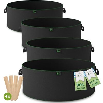 TTL GARDEN 4X 90L Hochbeet Pflanzsack Vlies Stoff 300 g/m² Filz & Vlies 4er Set 90 Liter Filz Hochbeet Pflanzsäcke aus 300 g/m² Filz & Vliesstoff Stoffbeet für Balkon Terrasse Gewächshaus & Garten TTL GARDEN 4X 90L Hochbeet Pflanzsack Vlies Stoff 300 g/m² Filz & Vlies 4er Set 90 Liter Filz Hochbeet Pflanzsäcke aus 300 g/m² Filz & Vliesstoff Stoffbeet für Balkon Terrasse Gewächshaus & Garten