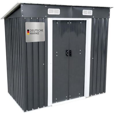 Voss Gerätehaus M 194x121x181cm, Geräteschuppen Metall, Anthrazit 2,3m², Pultdach, Schiebetür, 2 Lüftungsöffnungen, Gartenhaus, wetterfest Voss Gerätehaus M 194x121x181cm, Geräteschuppen Metall, Anthrazit 2,3m², Pultdach, Schiebetür, 2 Lüftungsöffnungen, Gartenhaus, wetterfest