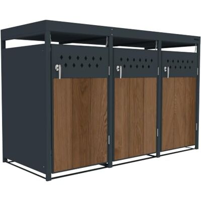 ESTEXO Mülltonnenbox Mülltonnenverkleidung mit Pflanzdach Aufbewahrungsbox Müllbox Anthrazit (3 Türen) ESTEXO Mülltonnenbox Mülltonnenverkleidung mit Pflanzdach Aufbewahrungsbox Müllbox Anthrazit (3 Türen)