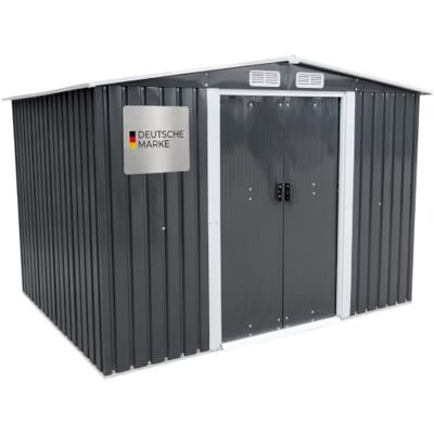 Voss Gerätehaus XL 258x207x178cm, Geräteschuppen, Anthrazit 5,3m², Satteldach, Schiebetür, 4 Belüftungsöffnungen, Gartenhaus, wetterfest Voss Gerätehaus XL 258x207x178cm, Geräteschuppen, Anthrazit 5,3m², Satteldach, Schiebetür, 4 Belüftungsöffnungen, Gartenhaus, wetterfest