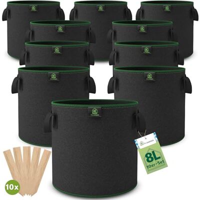 TTL GARDEN 10x 8L Pflanzsack aus Vlies Stoff aus 300 g/m² Filz & Vlies 10er Set 8 Liter Pflanztaschen Pflanzgefäß Pflanzbeutel Wachstumstasche geeignet für Balkon Terrasse Gewächshaus & Garten TTL GARDEN 10x 8L Pflanzsack aus Vlies Stoff aus 300 g/m² Filz & Vlies 10er Set 8 Liter Pflanztaschen Pflanzgefäß Pflanzbeutel Wachstumstasche geeignet für Balkon Terrasse Gewächshaus & Garten