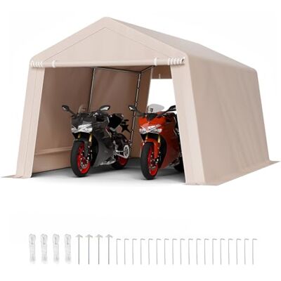 VEVOR Gerätehaus, 305x457x243 cm, Garagenzelt aus PE, Geräteschuppen, Fahrradgarage, Gartenschuppen, Carport, Fahrradschuppen, Aufbewahrungsgarage für Motorrad, Rasenmäher, Fahrrad, grau VEVOR Gerätehaus, 305x457x243 cm, Garagenzelt aus PE, Geräteschuppen, Fahrradgarage, Gartenschuppen, Carport, Fahrradschuppen, Aufbewahrungsgarage für Motorrad, Rasenmäher, Fahrrad, grau