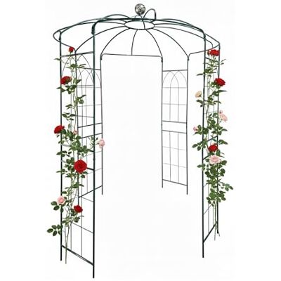 Relaxdays Rosenpavillon Metall, HBT: 290 x 206 x 206 cm, Rankhilfe Kletterpflanzen, Garten, Rankpavillon mit Haken, grün Relaxdays Rosenpavillon Metall, HBT: 290 x 206 x 206 cm, Rankhilfe Kletterpflanzen, Garten, Rankpavillon mit Haken, grün