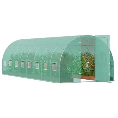 VEVOR Foliengewächshaus, 835 x 290 x 225 cm Tomatengewächshaus, Treibhaus mit verzinktem Stahlrahmen, grüner PE-Abdeckung, Schwingtür und 16 Rollfenstern für den Außenbereich VEVOR Foliengewächshaus, 835 x 290 x 225 cm Tomatengewächshaus, Treibhaus mit verzinktem Stahlrahmen, grüner PE-Abdeckung, Schwingtür und 16 Rollfenstern für den Außenbereich