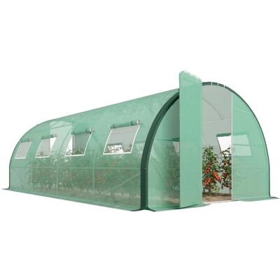 Outsunny 6x3m begehbares Polytunnel-Gewächshaus, verbessert, Grün 2 Scharniertüren, 8 Netzfenster, Tunnel-Warmhauszelt, UV-beständige PE-Abdeckung, für Kleingärten Outsunny 6x3m begehbares Polytunnel-Gewächshaus, verbessert, Grün 2 Scharniertüren, 8 Netzfenster, Tunnel-Warmhauszelt, UV-beständige PE-Abdeckung, für Kleingärten