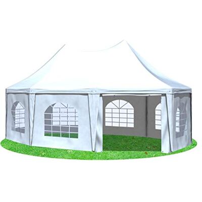 Stabilezelte Gartenpavillon 5x6,8m mit Seitenteilen Arabica Pagodenzelt 8-eck PVC Weiss Stabilezelte Gartenpavillon 5x6,8m mit Seitenteilen Arabica Pagodenzelt 8-eck PVC Weiss