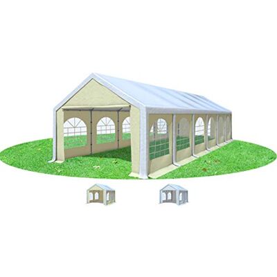 Stabilezelte Partyzelt 4x12m Modular Professional PVC 500 g/m² mit Fenster Weiss BEIGE Stabilezelte Partyzelt 4x12m Modular Professional PVC 500 g/m² mit Fenster Weiss BEIGE