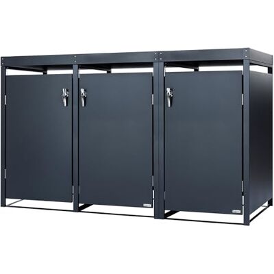 Zelsius Mülltonnenbox 3er mit Pflanzdach für 3 Tonnen 120-240 Liter Anthrazit RAL 7016 inkl. Erweiterungsmöglichkeit Mülltonnenhäuschen, Müllboxen, Mülltonnenbox 3 Tonnen Sichtschutz Zelsius Mülltonnenbox 3er mit Pflanzdach für 3 Tonnen 120-240 Liter Anthrazit RAL 7016 inkl. Erweiterungsmöglichkeit Mülltonnenhäuschen, Müllboxen, Mülltonnenbox 3 Tonnen Sichtschutz