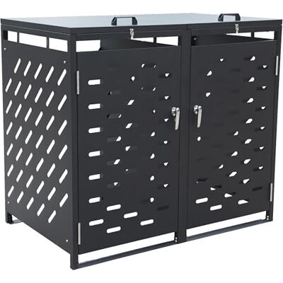 ESTEXO Mülltonnenbox Mülltonnenverkleidung mit Deckel Aufbewahrungsbox Müllbox Anthrazit (2 Türen) ESTEXO Mülltonnenbox Mülltonnenverkleidung mit Deckel Aufbewahrungsbox Müllbox Anthrazit (2 Türen)