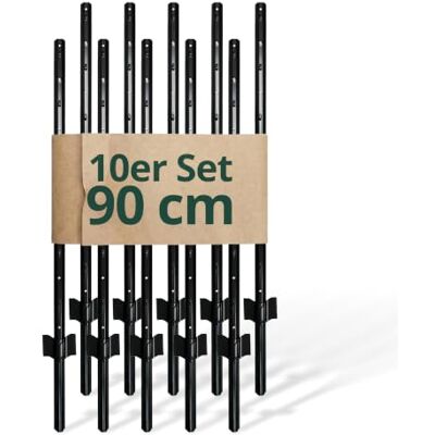 Relaxdays Zaunpfosten, 10er Set, für Drahtzaun, Zaunpfahl zum Einschlagen, 90 cm hoch, u-Profil, Garten, Stahl, schwarz Relaxdays Zaunpfosten, 10er Set, für Drahtzaun, Zaunpfahl zum Einschlagen, 90 cm hoch, u-Profil, Garten, Stahl, schwarz