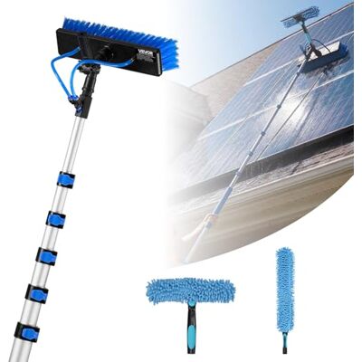 VEVOR Teleskop Waschbürste für Solarpanel, Photovoltaik Reiniger inkl. 2-10m Alu-Teleskop 20m Wasseranschluss 180° Bürste Abzieher & Seifenspender, Reinigungsset für Solaranlage Fenster Terrassendach VEVOR Teleskop Waschbürste für Solarpanel, Photovoltaik Reiniger inkl. 2-10m Alu-Teleskop 20m Wasseranschluss 180° Bürste Abzieher & Seifenspender, Reinigungsset für Solaranlage Fenster Terrassendach