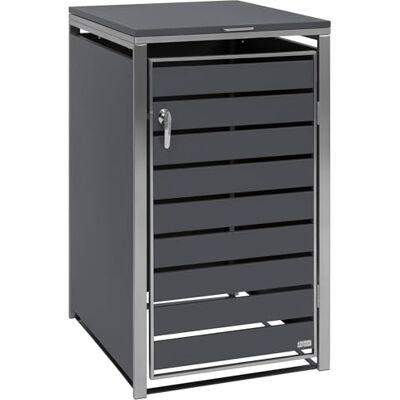 Zelsius Edelstahl Mülltonnenbox 1er Mülltonne (B) 68 x (T) 80 x (H) 117 cm Anthrazit RAL 7016 inkl. Erweiterungsmöglichkeit Mülltonnenverkleidung, 1 Tonne, Garten Müllhaus, Müllbox Zelsius Edelstahl Mülltonnenbox 1er Mülltonne (B) 68 x (T) 80 x (H) 117 cm Anthrazit RAL 7016 inkl. Erweiterungsmöglichkeit Mülltonnenverkleidung, 1 Tonne, Garten Müllhaus, Müllbox