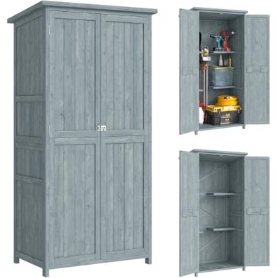 Outsunny Gartenschrank Wetterfest mit Doppeltür 85 x 54 x 170 cm Grau Outdoor, Geräteschuppen, Magnetverschluss, Geräteschrank, Aufbewahrungsschrank, Mehrzweckschrank, für Garten, Terrrasse Outsunny Gartenschrank Wetterfest mit Doppeltür 85 x 54 x 170 cm Grau Outdoor, Geräteschuppen, Magnetverschluss, Geräteschrank, Aufbewahrungsschrank, Mehrzweckschrank, für Garten, Terrrasse
