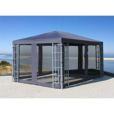 QUICK STAR Rank Pavillon Set 3x4m Metall Garten Partyzelt Anthrazit mit 4 Seitenteilen mit Moskitonetz QUICK STAR Rank Pavillon Set 3x4m Metall Garten Partyzelt Anthrazit mit 4 Seitenteilen mit Moskitonetz