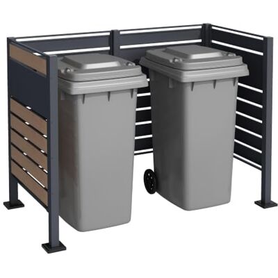 ESTEXO Mülltonnenverkleidung Mülltonnenbox Mülltonnenzaun 120 cm Garten Flexibler Sichtschutz erweiterbar (5 Pfosten + 4 Elemente) ESTEXO Mülltonnenverkleidung Mülltonnenbox Mülltonnenzaun 120 cm Garten Flexibler Sichtschutz erweiterbar (5 Pfosten + 4 Elemente)