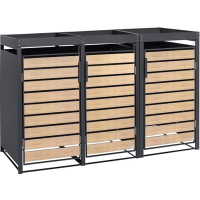 Zelsius Mülltonnenbox 3er mit Pflanzdach für 3 Tonnen 120-240 Liter Anthrazit RAL 7016 Tür in Holzoptik inkl. Erweiterungsmöglichkeit Müllboxen, Mülltonnenhäuschen Zelsius Mülltonnenbox 3er mit Pflanzdach für 3 Tonnen 120-240 Liter Anthrazit RAL 7016 Tür in Holzoptik inkl. Erweiterungsmöglichkeit Müllboxen, Mülltonnenhäuschen