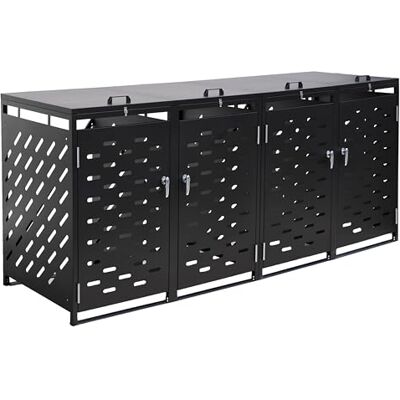 ESTEXO Mülltonnenbox Mülltonnenverkleidung mit Deckel Aufbewahrungsbox Müllbox Anthrazit (4 Türen) ESTEXO Mülltonnenbox Mülltonnenverkleidung mit Deckel Aufbewahrungsbox Müllbox Anthrazit (4 Türen)