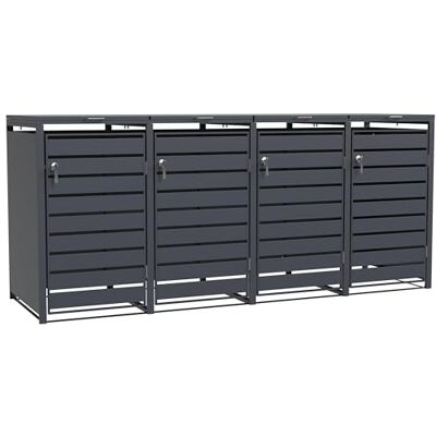 ESTEXO Mülltonnenbox Mülltonnenverkleidung mit Deckel Aufbewahrungsbox Müllbox Anthrazit (4 Türen) ESTEXO Mülltonnenbox Mülltonnenverkleidung mit Deckel Aufbewahrungsbox Müllbox Anthrazit (4 Türen)