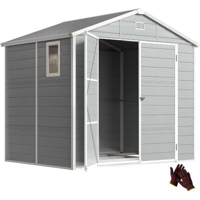 Outsunny Gerätehaus 4,1m² mit Satteldach Tür 240 x 190 x 228 cm Hellgrau Kunststoff Gartenchuppen, Geräteschuppen mit Abschließbare Tür, Belüftungsfenster, Fundament, Gartenhaus Outsunny Gerätehaus 4,1m² mit Satteldach Tür 240 x 190 x 228 cm Hellgrau Kunststoff Gartenchuppen, Geräteschuppen mit Abschließbare Tür, Belüftungsfenster, Fundament, Gartenhaus