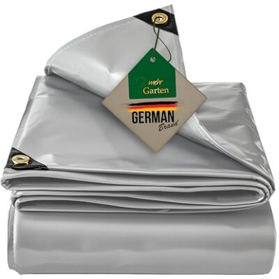 Mehr Garten PVC Abdeckplane 2x2 m, grau, 650 g/m² Gewebeplane mit hochwertigen Messing-Ösen und verstärkten Ecken – wasserdicht, reißfest und UV-beständig Mehr Garten PVC Abdeckplane 2x2 m, grau, 650 g/m² Gewebeplane mit hochwertigen Messing-Ösen und verstärkten Ecken – wasserdicht, reißfest und UV-beständig