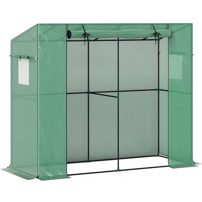 Outsunny Gewächshaus mit Rolltür 2 Fenster Winterfest 200x76x170cm Grün Foliengewächshaus aus Stahl, Treibhaus für Balkon Garten, Tomatenhaus mit UV Schutz, Tomatengewächshaus für Gemüse Blumen Outsunny Gewächshaus mit Rolltür 2 Fenster Winterfest 200x76x170cm Grün Foliengewächshaus aus Stahl, Treibhaus für Balkon Garten, Tomatenhaus mit UV Schutz, Tomatengewächshaus für Gemüse Blumen