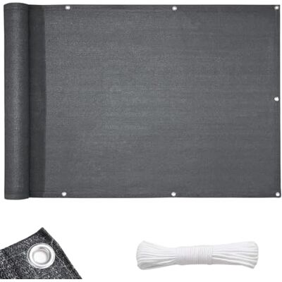 Floordirekt Balkon Sichtschutz ohne Bohren wetterfeste Balkonverkleidung Inkl. Befestigungsschnur, robuste Balkonabdeckung, Balkonbespannung 90x500cm (Grau) Floordirekt Balkon Sichtschutz ohne Bohren wetterfeste Balkonverkleidung Inkl. Befestigungsschnur, robuste Balkonabdeckung, Balkonbespannung 90x500cm (Grau)