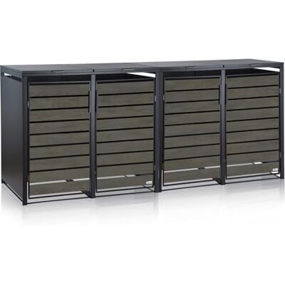 Zelsius Mülltonnenbox 4 Tonnen 120-240 Liter Anthrazit RAL 7016 Tür in dunkelgrauer Holzoptik inkl. Erweiterungsmöglichkeit Aufbewahrungsbox für Mülltonnen, Mülltonnenbox 4er Zelsius Mülltonnenbox 4 Tonnen 120-240 Liter Anthrazit RAL 7016 Tür in dunkelgrauer Holzoptik inkl. Erweiterungsmöglichkeit Aufbewahrungsbox für Mülltonnen, Mülltonnenbox 4er