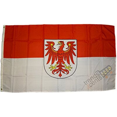 trends4cents Top Qualität Flagge Brandenburg Fahne, 250 x 150 cm, EXTREM REIßFEST, Keine BILLIG-CHINAWARE, Stoffgewicht ca. 100 g/m², sehr robust, extra starke Messing-Ösen mehrfach umlaufend genäht trends4cents Top Qualität Flagge Brandenburg Fahne, 250 x 150 cm, EXTREM REIßFEST, Keine BILLIG-CHINAWARE, Stoffgewicht ca. 100 g/m², sehr robust, extra starke Messing-Ösen mehrfach umlaufend genäht