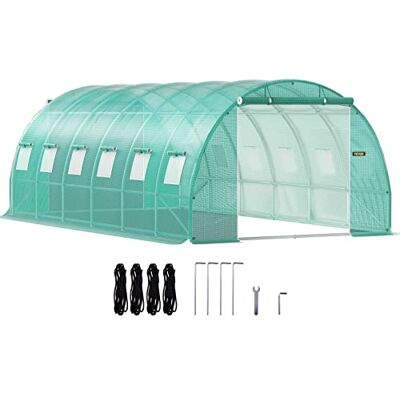 VEVOR Bogendach Gewächshaus 6,1x3x2,1m Foliengewächshaus Verzinkter Stahlrahmen und PE Abdeckplane Treibhaus Tunnel Wasserdicht und UV-beständig Tomatengewächshaus Ideal für Anbau von Gemüse Blumen VEVOR Bogendach Gewächshaus 6,1x3x2,1m Foliengewächshaus Verzinkter Stahlrahmen und PE Abdeckplane Treibhaus Tunnel Wasserdicht und UV-beständig Tomatengewächshaus Ideal für Anbau von Gemüse Blumen