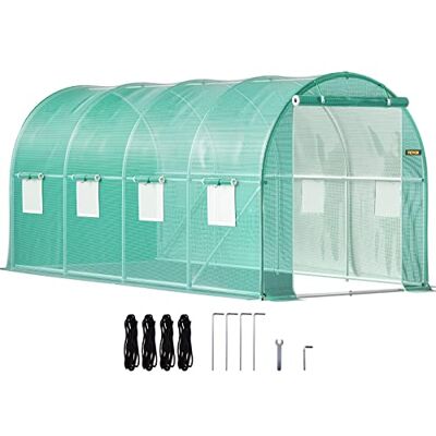 VEVOR Foliengewächshaus 4,6x2,1x2,1m Bogendach Gewächshaus Verzinkter Stahlrahmen PE Abdeckung Frühbeet Treibhaus Wasserdicht UV-Beständig Grün Mobiler Folientunnel Ideal für Anbau von Gemüse Blumen VEVOR Foliengewächshaus 4,6x2,1x2,1m Bogendach Gewächshaus Verzinkter Stahlrahmen PE Abdeckung Frühbeet Treibhaus Wasserdicht UV-Beständig Grün Mobiler Folientunnel Ideal für Anbau von Gemüse Blumen