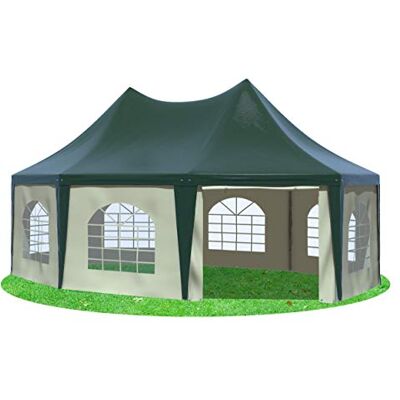 Stabilezelte Gartenpavillon 5x6,8m mit Seitenteilen Arabica Pagodenzelt 8-eck PVC GRÜN BEIGE Stabilezelte Gartenpavillon 5x6,8m mit Seitenteilen Arabica Pagodenzelt 8-eck PVC GRÜN BEIGE