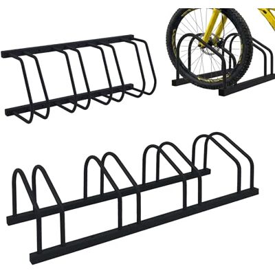 Relaxdays Fahrradständer Boden & Wandmontage, 4 Räder, bis 65 mm Reifenbreite, Garage, Hof, Reihenparker, Stahl, schwarz Relaxdays Fahrradständer Boden & Wandmontage, 4 Räder, bis 65 mm Reifenbreite, Garage, Hof, Reihenparker, Stahl, schwarz