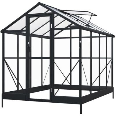 Home Deluxe Gewächshaus ALBORA – Schwarz, Aluminium/Polycarbonat inkl. Fundament, 90 % Lichtdurchlässigkeit Home Deluxe Gewächshaus ALBORA – Schwarz, Aluminium/Polycarbonat inkl. Fundament, 90 % Lichtdurchlässigkeit