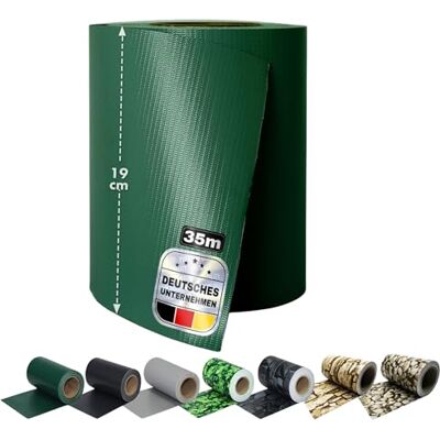 KARAT Sichtschutzstreifen PVC Sichtschutzfolie Gartenzaun oder Balkon inkl. 20 Befestigungsclips für Einzel- und Doppelstabmatten geeignet 19 cm x 35 m Grün KARAT Sichtschutzstreifen PVC Sichtschutzfolie Gartenzaun oder Balkon inkl. 20 Befestigungsclips für Einzel- und Doppelstabmatten geeignet 19 cm x 35 m Grün