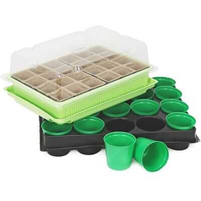 com-four ® Anzuchtset, 20 Anzuchttöpfe mit Untersetzer sowie Pflanzkasten Pflanzschalen-Set zum Anziehen von bis zu 44 Jungpflanzen com-four ® Anzuchtset, 20 Anzuchttöpfe mit Untersetzer sowie Pflanzkasten Pflanzschalen-Set zum Anziehen von bis zu 44 Jungpflanzen