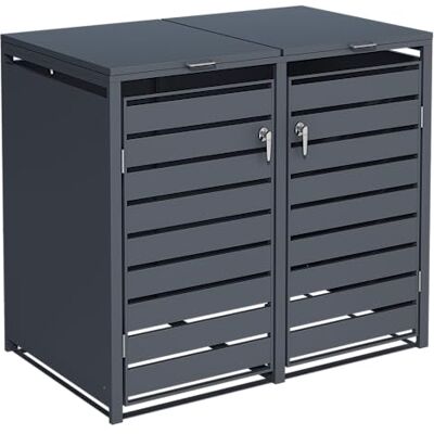ESTEXO Mülltonnenbox Mülltonnenverkleidung mit Deckel Aufbewahrungsbox Müllbox Anthrazit (2 Türen) ESTEXO Mülltonnenbox Mülltonnenverkleidung mit Deckel Aufbewahrungsbox Müllbox Anthrazit (2 Türen)