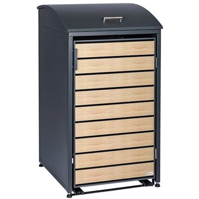 Zelsius Mülltonnenbox 1er Mülltonne mit abgerundetem Deckel 120-240 Liter Anthrazit RAL7016 Tür in Holzoptik mit Erweiterungsmöglichkeiten Mülltonnenhäusschen, Mülleimerboxen Zelsius Mülltonnenbox 1er Mülltonne mit abgerundetem Deckel 120-240 Liter Anthrazit RAL7016 Tür in Holzoptik mit Erweiterungsmöglichkeiten Mülltonnenhäusschen, Mülleimerboxen