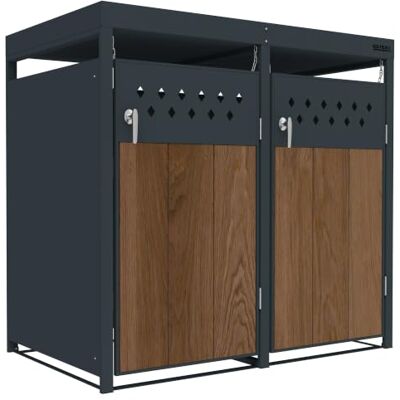 ESTEXO Mülltonnenbox Mülltonnenverkleidung mit Pflanzdach Aufbewahrungsbox Müllbox Anthrazit (2 Türen) ESTEXO Mülltonnenbox Mülltonnenverkleidung mit Pflanzdach Aufbewahrungsbox Müllbox Anthrazit (2 Türen)