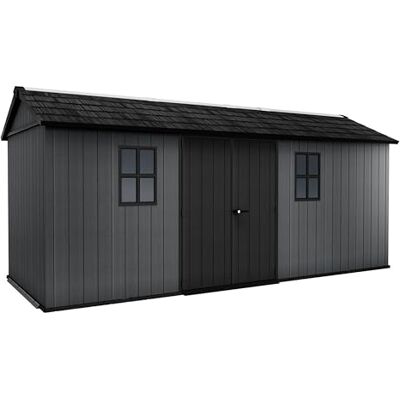 Keter Newton 1775 Geräteschuppen aus Evotech Kunststoff, 20 mm Wände, inkl. Boden, 2 Fenster, Skylight, 539x230x246 cm, Grau Keter Newton 1775 Geräteschuppen aus Evotech Kunststoff, 20 mm Wände, inkl. Boden, 2 Fenster, Skylight, 539x230x246 cm, Grau