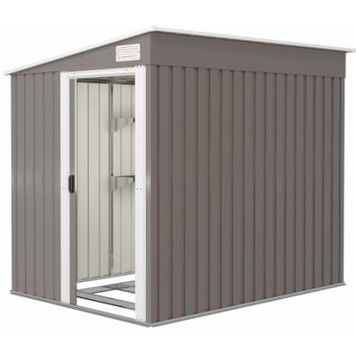 Outsunny Metall Gerätehaus 2,81m² mit Pultdach 154x206,5x181 cm Hellgrau Fundament, Schiebetür, Wetterfest, Geräteschuppen, Gartenhaus, Outdoor Garten Schuppen Schrank, Hinterhof Außenbereich Outsunny Metall Gerätehaus 2,81m² mit Pultdach 154x206,5x181 cm Hellgrau Fundament, Schiebetür, Wetterfest, Geräteschuppen, Gartenhaus, Outdoor Garten Schuppen Schrank, Hinterhof Außenbereich