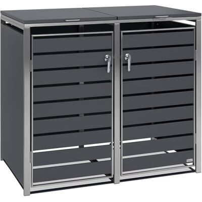 Zelsius Edelstahl Mülltonnenbox 2er Mülltonnen (B) 132 x (T) 80 x (H) 117 cm Anthrazit RAL7016 inkl. Erweiterungsmöglichkeit Mülltonnenverkleidung, Garten Müllbox, Müllhaus Zelsius Edelstahl Mülltonnenbox 2er Mülltonnen (B) 132 x (T) 80 x (H) 117 cm Anthrazit RAL7016 inkl. Erweiterungsmöglichkeit Mülltonnenverkleidung, Garten Müllbox, Müllhaus