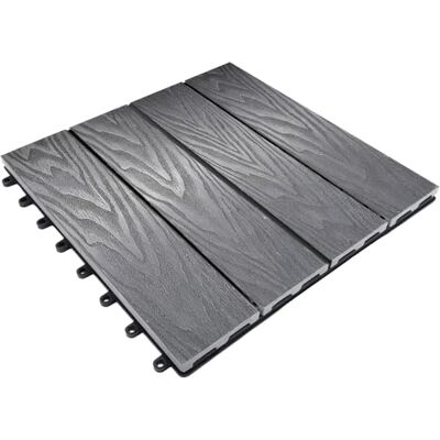 Floordirekt WPC Fliesen 30x30 cm, 1m² = 11 Terrassenfliesen, Klickfliesen, Balkonfliesen in Holzoptik Bodenbelag für Balkon & Terrasse wetterfest mit Drainagefunktion Noble Grau Floordirekt WPC Fliesen 30x30 cm, 1m² = 11 Terrassenfliesen, Klickfliesen, Balkonfliesen in Holzoptik Bodenbelag für Balkon & Terrasse wetterfest mit Drainagefunktion Noble Grau