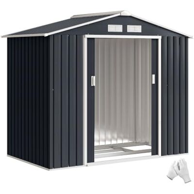 Outsunny Gerätehaus 2,42 m² mit Pultdach 213 x 130 x 185 cm Dunkelgrau Schiebetür , Wetterfest, Geräteschuppen, Gartenhütte Gartenhaus, Outdoor Garten Schuppen, für Hinterhof Außenbereich Outsunny Gerätehaus 2,42 m² mit Pultdach 213 x 130 x 185 cm Dunkelgrau Schiebetür , Wetterfest, Geräteschuppen, Gartenhütte Gartenhaus, Outdoor Garten Schuppen, für Hinterhof Außenbereich