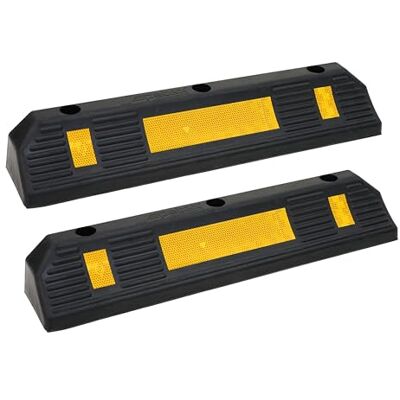 PETEX 2X Radstopper/Garagenstoppper mit gelben Reflexionsstreifen nach ECE R 104 für Garage und Parkplätze, 58,7 x 12 x 9,5 cm, Einparkhilfe aus Gummi, schwarz PETEX 2X Radstopper/Garagenstoppper mit gelben Reflexionsstreifen nach ECE R 104 für Garage und Parkplätze, 58,7 x 12 x 9,5 cm, Einparkhilfe aus Gummi, schwarz