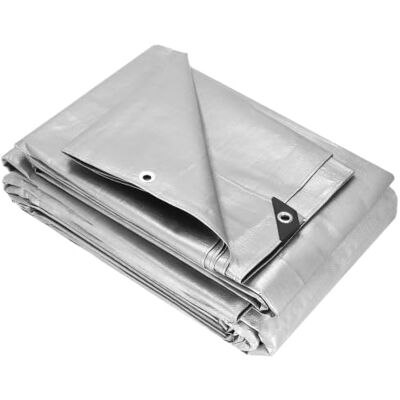 Springos Schutzplane - 4x8m, 210GSM, Grau - Für Fahrzeuge & Geräte Springos Schutzplane - 4x8m, 210GSM, Grau - Für Fahrzeuge & Geräte