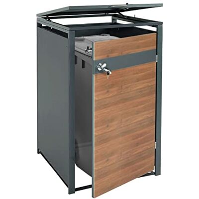 Mendler 1er Mülltonnenverkleidung HWC-J82 Kirsche-Holzoptik Dunkelbraun Mülltonnenbox, erweiterbar, 32kg, Metall, anthrazit Mendler 1er Mülltonnenverkleidung HWC-J82 Kirsche-Holzoptik Dunkelbraun Mülltonnenbox, erweiterbar, 32kg, Metall, anthrazit