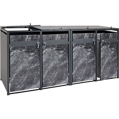 Mendler 4er Mülltonnenverkleidung HWC-J82 Marmor-Optik dunkel Mülltonnenbox, erweiterbar, 100kg, Metall, anthrazit Mendler 4er Mülltonnenverkleidung HWC-J82 Marmor-Optik dunkel Mülltonnenbox, erweiterbar, 100kg, Metall, anthrazit