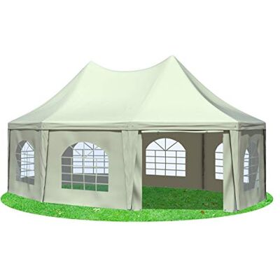 Stabilezelte Gartenpavillon 5x6,8m mit Seitenteilen Arabica Pagodenzelt 8-eck PVC BEIGE Stabilezelte Gartenpavillon 5x6,8m mit Seitenteilen Arabica Pagodenzelt 8-eck PVC BEIGE
